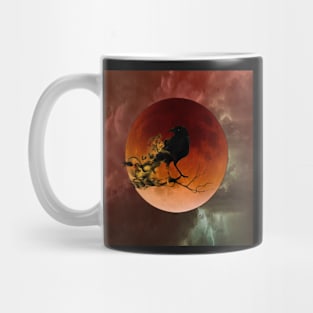 Halloween Design, Harvest Moon with Raven, Smoke, Crow Night Sky Halloween Moon, Lightening Mug